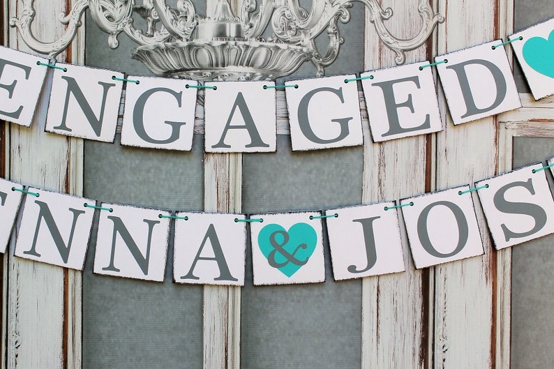 Engaged SIGNS Rustic Engagement Banners ENGAGED & NAMES Etsy