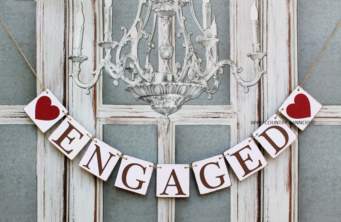 ENGAGED BANNERS Engagement BANNERS Rustic Engagement Etsy