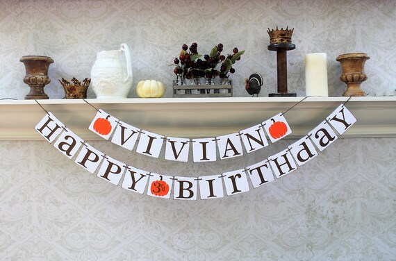 pumpkin birthday banners custom name signs fall birthday rustic farm decorations birthday name banner