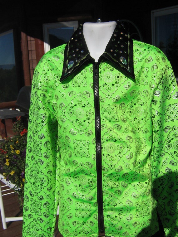 Lime Green GIRLS Western Zip Show Shirt 