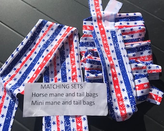 Tail /Mane bags, Horse or  MINI-pony size,  sets or tail or mane bags--- lots of  colors