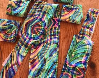Mini Horse Tail Bags, Mane Bags, Colorful Print Spandex Set