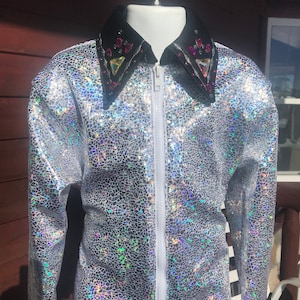 GIRLS 5 sizes,  SLIVER, western show shirt, pleasure, horsemanship, leadline, rodeo,  girls, xs s m L  xl