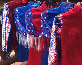 Western show shirt,COLORS+ FRINGE pleasure, leadline, rodeo, GIRLS size xs s m l xl,