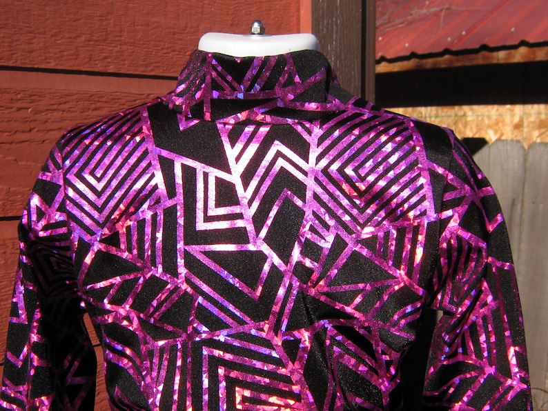 GirlsPink / black slinky western show shirt horsemanship Etsy