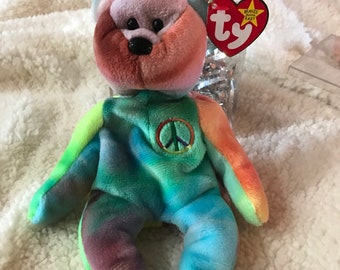 The Bear Peace Sign Beanie Baby Worth TY Peace Bear Beanie Baby