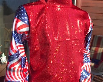 Girls, red white blue ,  western show shirt, pleasure, leadline, rodeo, size xs s m l xl, CHOICE COLORS