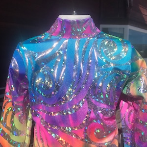 GIRLS western show shirt, pleasure, horsemanship, leadline, rodeo, rainbow slinky, - xs s m l xl,  USA