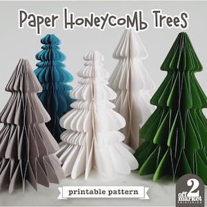 Padrão de árvore de Natal de papel favo de mel para impressão | Decoração de Natal DIY | Download digital de artesanato de Natal