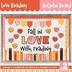 Druckbare Lese Bücher Themed Valentinstag Bulletin Board Kit für Lehrer Klassenzimmer Dekor