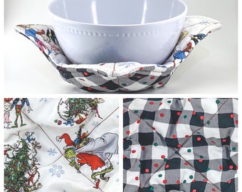 Reversible Microwave-safe Bowl Cozy Grinch Whoville