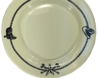 Sky Ranch Western Dinnerware Salad Plate set of Four with Black Cowboy Accents