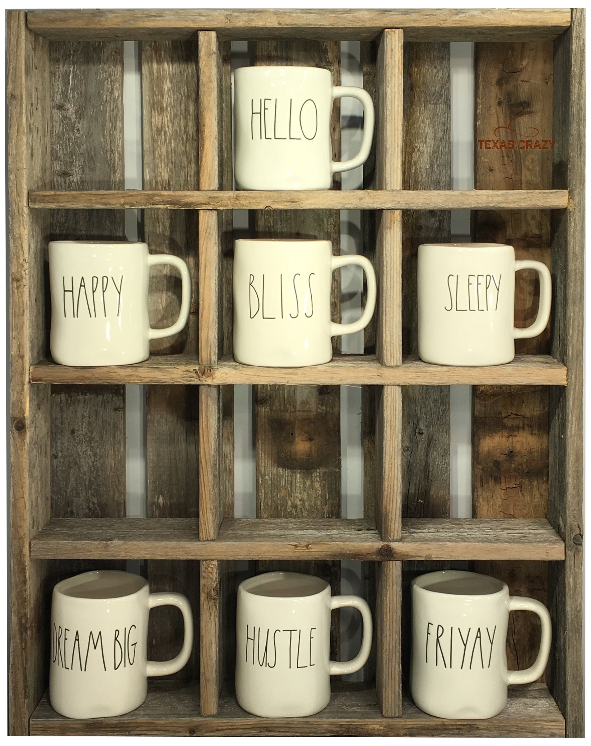 Wall Mounted Coffee Mug Display Rack, Rustic Burnt Wood Collectible Tr –  MyGift