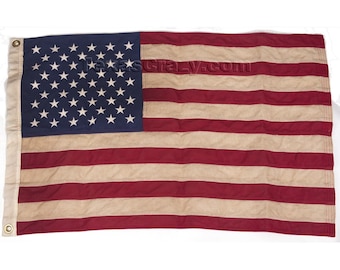 Tea Stained Antiqued 4 x 6 Foot US American US Flag