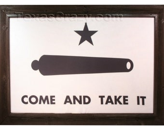 Dark Framed 3 x 5 foot Gonzales Come and Take It Flag Texas Wall Texas Decor Texas Art Battle Flag Framed Flag