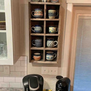 Oversize Coffee Mugs Storage 28 custom sizes Storage to fit large Starbucks mugs and Rae Dunn Mug Collections Reclaimed Wood image 5