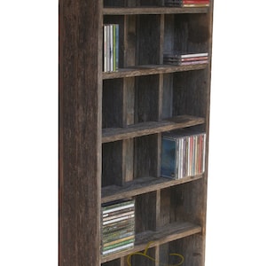 Music CD Storage Holder Cubby Shelves fit CDs Reclaimed Wood Decor Choose from 28 custom sizes image 2