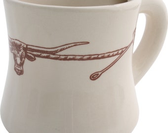 Rustic Charm for Your Kitchen: Set of 4 - 16 oz Stoneware Coffee Soup Mugs with Rust Color Accents