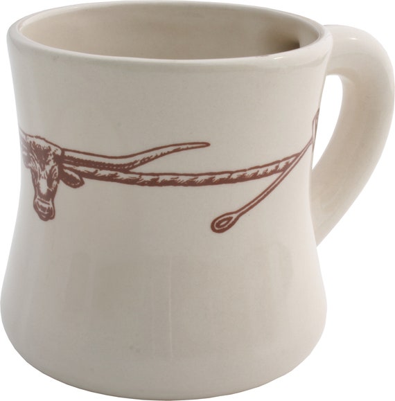 Rustic Charm for Your Kitchen: Set of 4 - 16 oz Stoneware Coffee Soup Mugs  with Rust Color Accents