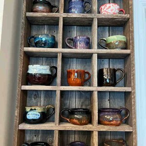 Oversize Coffee Mugs Storage 28 custom sizes Storage to fit large Starbucks mugs and Rae Dunn Mug Collections Reclaimed Wood image 8