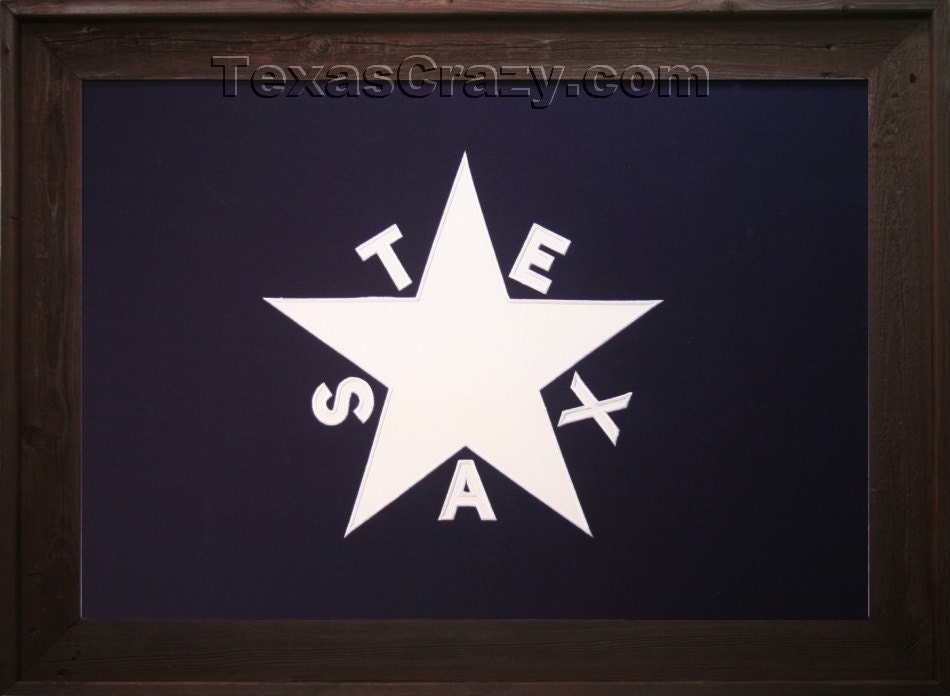 Extra Large Framed 3 X 5 Foot Republic Of Texas Flag In Dark 50
