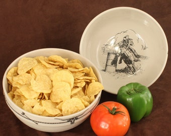 Western-Themed Bash N' BBQ Black Serving Bowl for Chips, Steaks, Ribs & More!