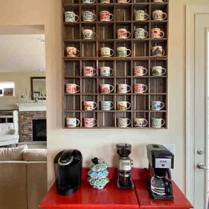 Oversize Coffee Mugs Storage 28 custom sizes Storage to fit large Starbucks mugs and Rae Dunn Mug Collections Reclaimed Wood image 6