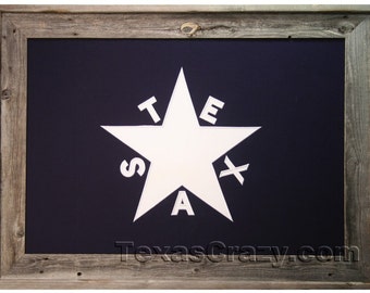 Bandera de la República de Texas extra grande enmarcada de 3 x 5 pies en madera recuperada Light Barnwood Texas Home Office Decor