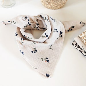 Foulard chèche double gaze de coton fleurs