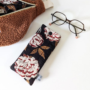 Étui à lunettes matelassé - Tissu indien noir