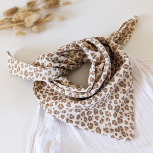 Foulard double gaze léopard beige