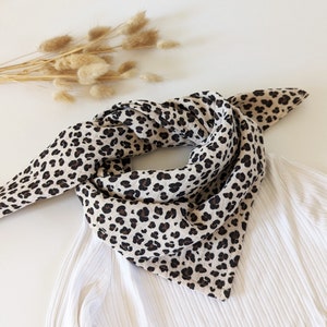 Foulard double gaze imprimé léopard noir