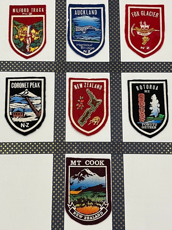 Vintage New Zealand Felt Patches, Milford, Rotorua