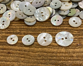 Vintage,  Sets of Mother Of Pearl Buttons, 11.1mm - 17.7mm  Treasures Buttons MOP