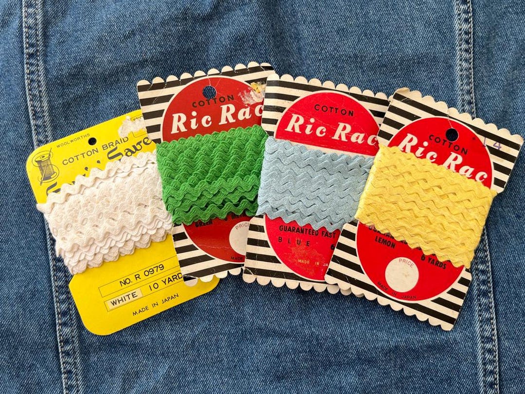 Vintage Ric-rac Braid, Made in Japan, Cotton, Trim, 9mm, Green Ric-rac ...