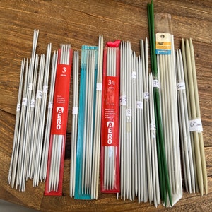 Vintage Double Point Knitting Needles, Metal, Plastic, Aero Treasures