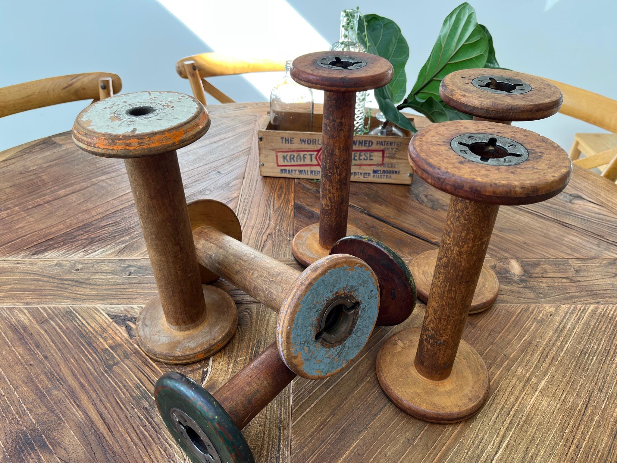 Vintage Bobbins, Timber, Antique, Sewing, Bobbins, Textiles