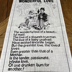 Vintage, Ulster Weavers, Wonderful Love, By Ulster, Black and White, Tea Towel