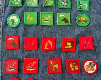 Vintage Patches, Scouts, Frog, AFL, Horse, Fly Fishing, Camp Fire, Camping, Computer, Dog, Sports, Merit Badges, Woven Motifs Clothing Patch