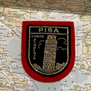 Vintage Patch, Pisa, Italy, Leaning Tower, Rome, World Patches, Holiday, Ski Travel Jacket Patches