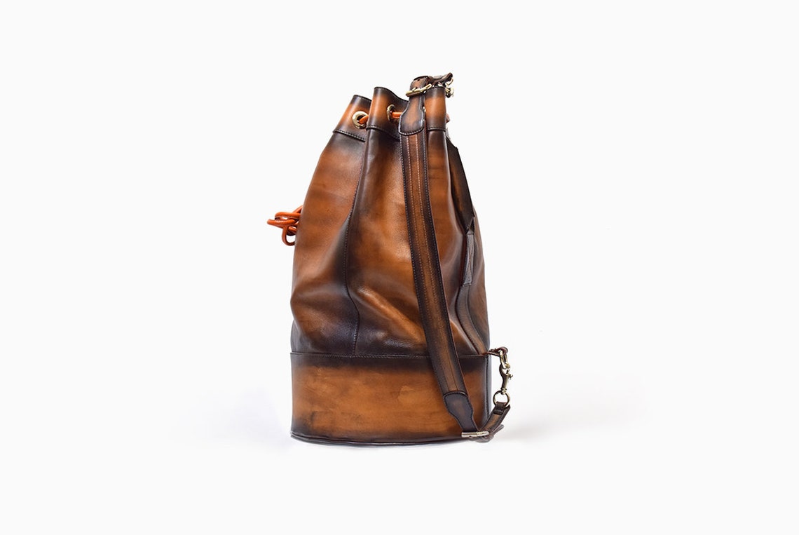 Luxury Leather Backpack Brown Vintage Leather Beach Bag Hiking Etsy