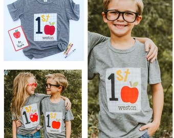 boys "grade notebook" facebook applique tshirt