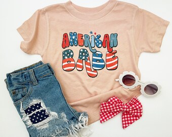 4th of July “American Babe” america vinyl applique shirt by sweet sprouts