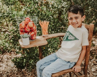 boys “grade pennant” personalized vinyl applique tshirt