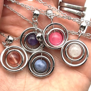 Fidget Anti Anxiety Gem Spinner Pendant Necklace