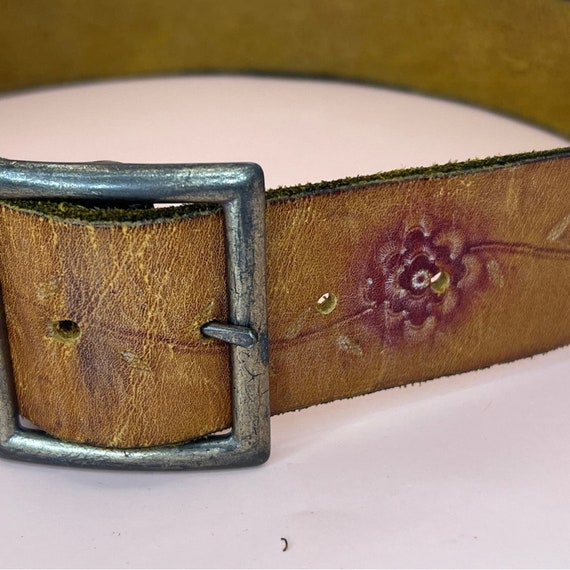 Tooled leather belt, womens tooled leather, leath… - image 7