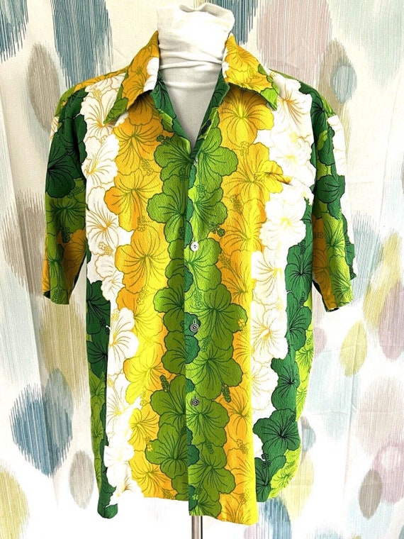 60s Mens Hawaiian Shirt, Honolulu Hawaiian Shirt, 