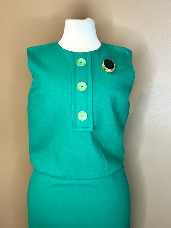 Green Sheath dress, green wool dress, green wool … - image 2