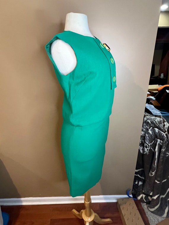 Green Sheath dress, green wool dress, green wool … - image 5