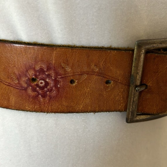 Tooled leather belt, womens tooled leather, leath… - image 2